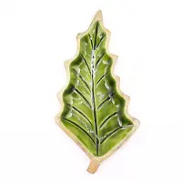 Ancient Wisdom Verloren in het bos - Geëmailleerde houten kom met bladeren - 33x17cm - Decoratie Herfst - Winter - Kerst