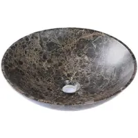 Saniclass Noche Waskom 42x42x12cm - rond - gemeleerd natuursteen - Dark Emperador