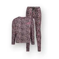 Vingino pyjama met panterprint roze/zwart Meisjes Stretchkatoen Ronde hals - maat 170/176