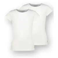 Vingino T-shirt - wit (set van 2) Meisjes Stretchkatoen Ronde hals Effen - maat 98/104