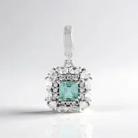 Cavill - Zilver Hanger met Platina Coating - 925 Sterling Zilver - Paraiba Nigeriaanse Smaragd 0,52 ct - Achthoekig Elegant 23x12 mm