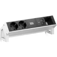 Bachmann DESK2, 2x CEE7/3 stopcontacten, 1x USB-C/C poort (65W), 1x CM kabel, lengte 0,2 meter, roestvrij staal