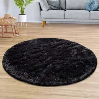 TT Home Tapijt Woonkamer Diepe Pool Lange Pool Zacht Modern Monochroom Design 200 x 200 cm Rechthoek 200 x 200 cm Rechthoek zwart
