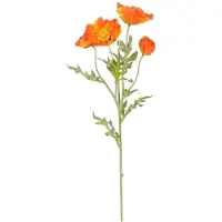Mica Decorations Kunstbloem Klaproos Poppy - H62 cm - oranje - kunststof - stelen kunstbloemen - boeket - oranjen bloemetjes