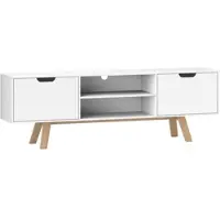 MODFU - Tv-Meubel - 2 Kasten En 2 Open Vakken - Modern - Voor Woonkamer - Spaanplaat En MDF - Wit - 150 x 39 x 50 cm