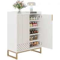 Tribesigns Schoenenrek - 5-Laags Schoenenkast - Schoenenbank - Met Deuren - 25 Paar - 35 x 73 x 105 cm - Wit