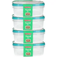 PlasticForte Vershoudbakjes - 8x stuks - 2 liter - herbruikbaar - transparant/blauw - kunststof - magnetron - vriezer