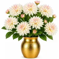 Mica Decorations Kunstbloem Dahlia Artistic - 8x - H74 cm - roze - kunststof - stelen kunstbloemen - boeket - bloemetjes