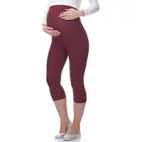 Be Mammy Dames Leggings - Zwangerschapskleding - Capri - Viscose - BE-Leggings-03 - Wijnrood - 4XL