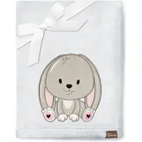 Be Mammy Babydeken - Dekbed - Kinderdeken - Wiegdeken - Dekentje Baby - 76 x 102 cm - Lichtgrijs - Konijn - BE-BE20-168-BBL