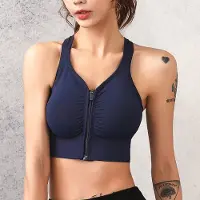 Go Go Gadget - Let Op: Valt 1 Maat Kleiner - Sportbeha voor Fitness, Yoga & Meer - Met Rits, Voorsluiting & Shock-Absorptie - Compressie Beha - Maat XL - Donkerblauw