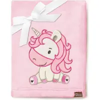 Be Mammy Babydeken - Dekbed - Kinderdeken - Wiegdeken - Dekentje Baby - 76 x 102 cm - Poeder roze - eenhoorn - BE-BE20-168-BBL