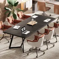 Tribesigns Vergadertafel - Bureautafel - Computertafel met Metalen Frame - Rechthoekige Kantoortafel voor 6 Personen - Spaanplaat - 180x80x75cm - Zwart