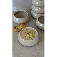 Almina Design Kommen Set van 6 - Porselein - Beige/Zand - Luxe Multifunctionele Kommetjes - Bubble Design - Organisch Servies