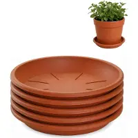 PlasticForte plantenpot onder schotel / water opvang schaal - 5x - terra - Dia 16 cm - Kunststof - voor pot met Dia 20/22 cm