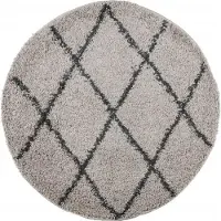 vidaXL Vloerkleed PAMPLONA shaggy hoogpolig Ø 100 cm beige antraciet