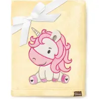 Be Mammy Babydeken - Dekbed - Kinderdeken - Wiegdeken - Dekentje Baby - 76 x 102 cm - Geel - Eenhoorn - BE-BE20-168-BBL