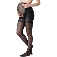 Be Mammy Dames Zwangerschap Panty - 40 DEN - Halsterloos - Polyamide - BE-GI-1119 - Zwart - M
