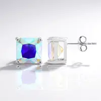 Cavill - 925 Sterling Zilver Zilveren Oorbellen - 2x 5,22 ct Maanlicht Kwarts - Achthoekige Radiant Edelsteen - Luxe 9 mm