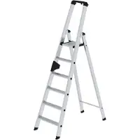 Munk vouwladder - aluminium - enkelzijdige toegang - geribbelde treden - tot 150 kg - nivello ladderschoenen - 6 treden