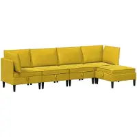 vidaXL Woonkamer Meubelset 5 st Geel Fluweel