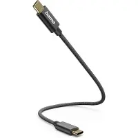 Hama 00201604 USB-laadkabel USB 2.0 USB-C stekker, USB-C stekker 0.20 m Zwart Textielmantel