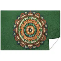 PosterMonkey Poster Mandala - Hippie - Bloemen - Oranje - 90x60 cm