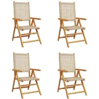 vidaXL Tuinstoelen 4 st verstelbaar poly rattan en massief hout beige