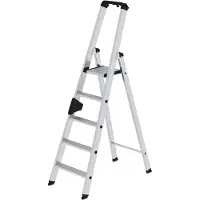Munk vouwladder - aluminium - enkelzijdige toegang -geribbelde treden - tot 150 kg - nivello ladderschoenen - 5 treden