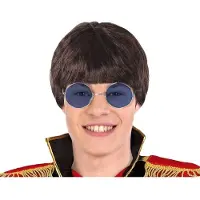 BigBuy party Verkleedpruik popstar John voor heren - zwart - Engelse muzikant - Carnaval - kort haar