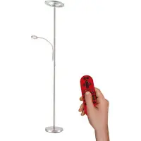 JUST LIGHT LED uplighter LOLAsmart Rocco met leesarm Rocco, dimbaar, alu / grijs / zink, Woon-/ Eetkamer, metaal, Modern