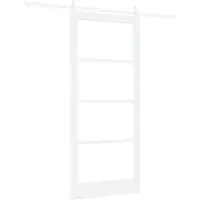 vidaXL Schuifdeur ORKDAL Wit 93 x 211 cm Massief grenenhout en glas