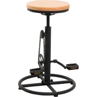 Mendler Barkruk -N19, barkruk counter stool, in hoogte verstelbaar draaibare voetensteun industrieel metaal massief hout ~ natuur