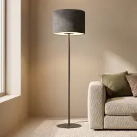 Euluna Vloerlamp Amarela, zwart, Woon-/ Eetkamer, Textiel / Stof / Zijde, Modern, vloerlamp