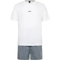 BOSS Pyjama kort 'Chris Pattern' duifblauw / zwart / wit