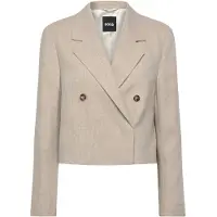 BOSS Oversized-fit blazer van een linnenmix met visgraatpatroon Maat 44