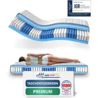 AM Qualitätsmatratzen - Hoogwaardig 7-Zone Pocketveringmatras 70x190 cm (H3) - 24 cm - Gemiddeld - Pocketvering Matras 70 x 190 - TENCEL Lyocell tijk - ergonomisch matras