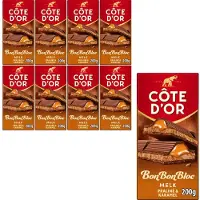 Côte d'Or BonBonBloc Chocoladereep Melk Praliné & Karamel 8 x 200g - Chocolade Tabletten - Cadeau vrouwen of mannen verjaardag - Voorraad