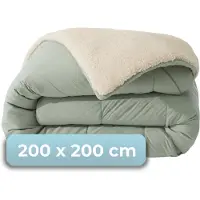 HUSH. Living HUSH Living - Wasbaar Dekbed - Tweekleurig Design - 200x200cm – 300 Gsm - Incl Bijpassende Kussenslopen -Sage Green/Teddy