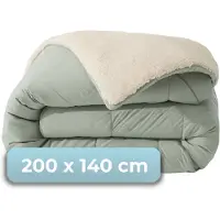 HUSH. Living HUSH Living - Wasbaar Dekbed - Tweekleurig Design - 200x1400cm – 300 Gsm - Incl Bijpassende Kussenslopen - Sage Green/Teddy