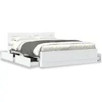 vidaXL Bedframe met lade met hoofdeinde Wit 150 x 200 cm Bewerkt hout