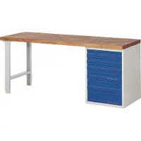 TECWERK Werkbank Ser.BK 650 B2000xT700xH840mm Buche lichtgrau/blau 6 Schubl.