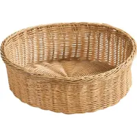 Kesper Brood/fruit mand - gevlochten kunststof - naturel - rond - D36 x H11 cm - broodmandjes - serveermandjes - fruitmanden