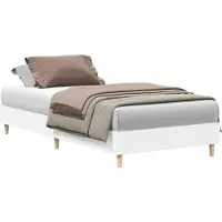 vidaXL Bedframe Wit Bewerkt hout