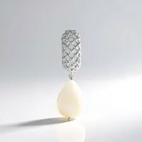 Cavill - Zilveren Hanger - 925 Sterling Zilver Platina Geplateerd - Witte Zoetwater Kweekparel Fancy Slijpsel 17x12 mm - Elegante Monosono Collection
