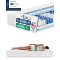 AM Qualitätsmatratzen - Ergonomisch 7-Zone Pocketveringmatras 180x220 cm - Gemiddeld (H3) - 20cm - Matras met 7 ergonomisch ligzones - OEKO-TEX - 7-zone matras 180 x 220 cm - 480 veren
