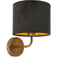 QAZQA Vintage wandlamp goud met zwarte velours kap - Matt