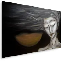 Karo-art Schilderij - Lange haren, Vrouw Abstract, Premium Print