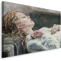 Karo-art Schilderij - Slapende jonge vrouw (print op canvas), multi-gekleurd, 4 maten, wanddecoratie