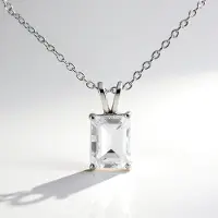 Cavill - Zilveren halsketting 925 Sterling Zilver - 1,08 ct Witte Topaas Nigeria Achthoek Trapgeslepen - Elegante dames ketting 45,7 cm